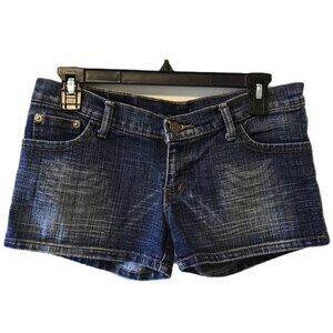 Vintage Y2K Sarmon Jeans Denim Shorts Low Rise Dark Wash Distressed 30"